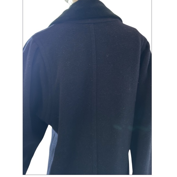 Vintage Navy Wool Peacoat with a Velvet Collar & Sleeve Cuff Detail Size 12 - Picture 9 of 10
